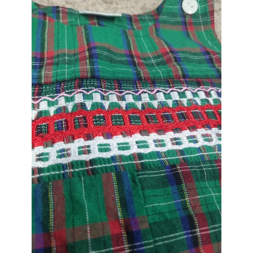 Smocked baby boy's Christmas longall 12m overalls‎